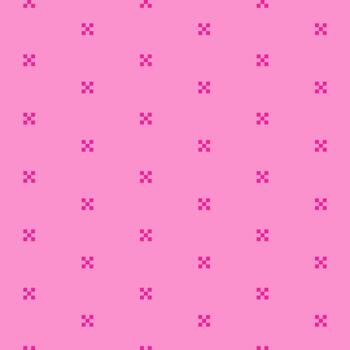 Abstract seamless pattern of pixels on a pink background, 8-bit vector