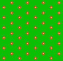 Seamless pattern of red flowers on a green background, 8-bit vector