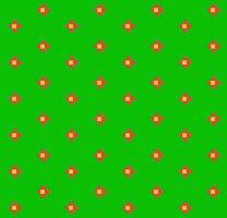 Seamless pattern of red flowers on a green background, 8-bit vector