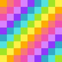 Abstract seamless rainbow pattern of pixels on pink background, 8-bit, pixelation vector