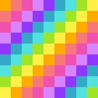 Abstract seamless rainbow pattern of pixels on pink background, 8-bit, pixelation vector