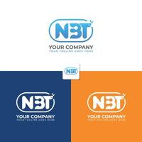 Tech NBT Alphabet initial logo template with elegant gradient blue color vector