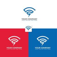 Technology logo design template with WIFI shape depicting network and speed. vector