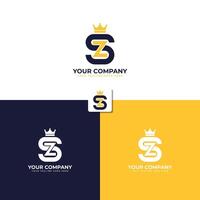 SZ or ZS Letter Monogram Logo design template with crown iconSZ or ZS Letter Monogram Logo design template with crown icon vector