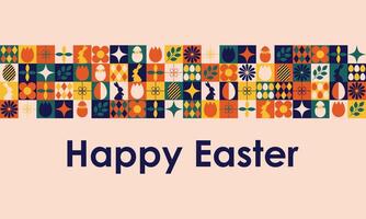 Happy Easter modern colorful mosaic banner with geometric shapes. illustration vector