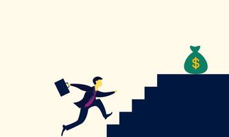 Businessman who climbs the ladder to make money. Symbolizes achievement, goals, struggle, effort and hard work. vector