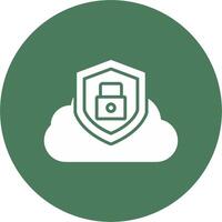 nube seguridad glifo multi circulo icono vector