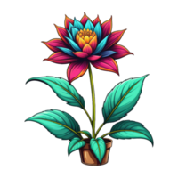 Illustration von Blume mit Blätter und Grün Blätter auf transparent Hintergrund png