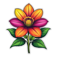 illustration of flower with leaves and green leaves on transparent background png