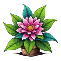 Illustration von Blume mit Blätter und Grün Blätter auf transparent Hintergrund png