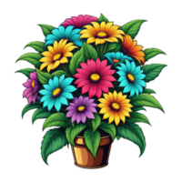 Illustration von Blume mit Blätter und Grün Blätter auf transparent Hintergrund png