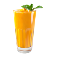 3d renderen van een mango schudden in een glas Aan transparant achtergrond png