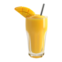 3D Rendering of a Mango Shake in a Glass on Transparent Background png