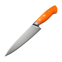 3d representación de un agudo cocina cuchillo en transparente antecedentes png