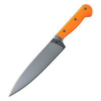 3d representación de un agudo cocina cuchillo en transparente antecedentes png