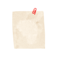 Paper templates for notes. A sheet of paper with a red paper clip torn from the notebook. Illustration of notes from a notebook on an isolated background png