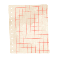 papper mallar för anteckningar. en ark av papper trasig från en anteckningsbok i en röd cell. illustration av anteckningar från en anteckningsbok på ett isolerat bakgrund png
