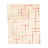 Paper templates for notes. A sheet of paper torn from a notebook in a red cell. Illustration of notes from a notebook on an isolated background png