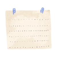 Paper templates for notes. A sheet of paper with a blue paper clip torn from the notebook. Illustration of notes from a notebook on an isolated background png