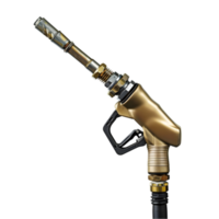 Golden Rendered Gasoline Nozzle at a Fuel Station png