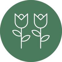 Flowers Line Multi Circle Icon vector