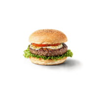 Grilled lamb burgers with juicy interior floating and steaming Food and culinary concept png