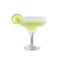 Margarita glass wide bowl with a salted rim one empty and one filled with pale png