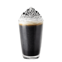 Charcoal latte with black foam art and activated charcoal dust swirling Food and culinary concept png