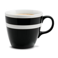 lustroso Preto e branco geométrico estampado porcelana caneca preenchidas com uma cremoso cappuccino brincar conceito png