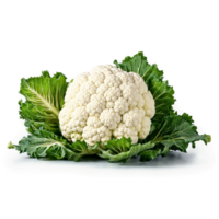 Cauliflower with florets and leaves in scattered dynamic composition Food and culinary concept png