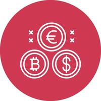 criptomoneda monedas línea multi circulo icono vector