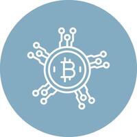 bitcoin red línea multi circulo icono vector