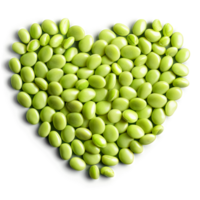 lima bonen licht groen vlak en een beetje gebogen gelijkmatig gedistribueerd in een hart vorm voedsel png