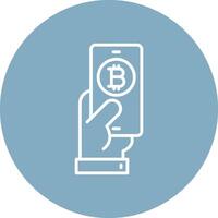 pagar bitcoin línea multi circulo icono vector