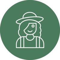 Farmer Female Line Multi Circle Icon vector