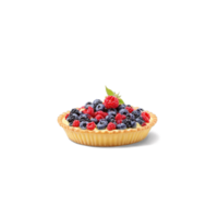 Fruit tart with assorted berries and custard filling in motion Food and culinary concept png