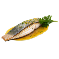 barramundi filet, aangebraden pan met een citroen en boter saus, , png