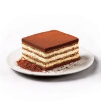 Tiramisu with cocoa powder dusting and ladyfingers dipped in coffee Food and culinary concept png