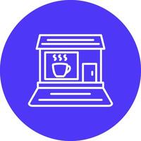 café tienda línea multi circulo icono vector