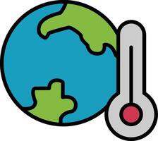 global calentamiento línea lleno icono vector