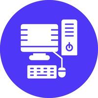 Desktop Computer Glyph Multi Circle Icon vector