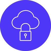 Cloud Lock Line Multi Circle Icon vector
