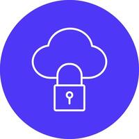 Cloud Lock Line Multi Circle Icon vector