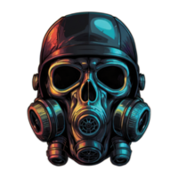 skalle huvud bär en gas mask illustration png