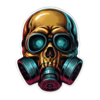 illustration of skull and gas mask png