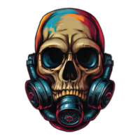 skull Head wearing a gas mask Illustration png