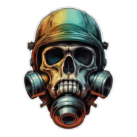 illustration of skull and gas mask png
