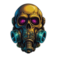 Skull wearing a gas mask illustration png