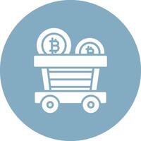 Bitcoin Trolley Glyph Multi Circle Icon vector