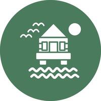 Beach Villa Glyph Multi Circle Icon vector